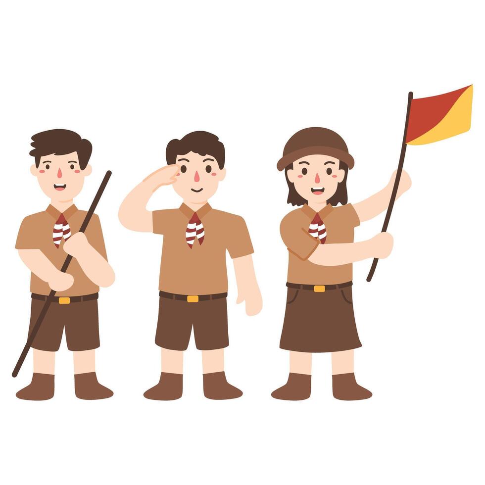 Boys and girls in scout uniform illustration vector