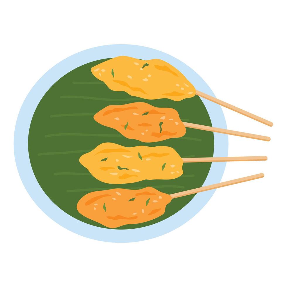 Sempol ayam illustration indonesian street food vector