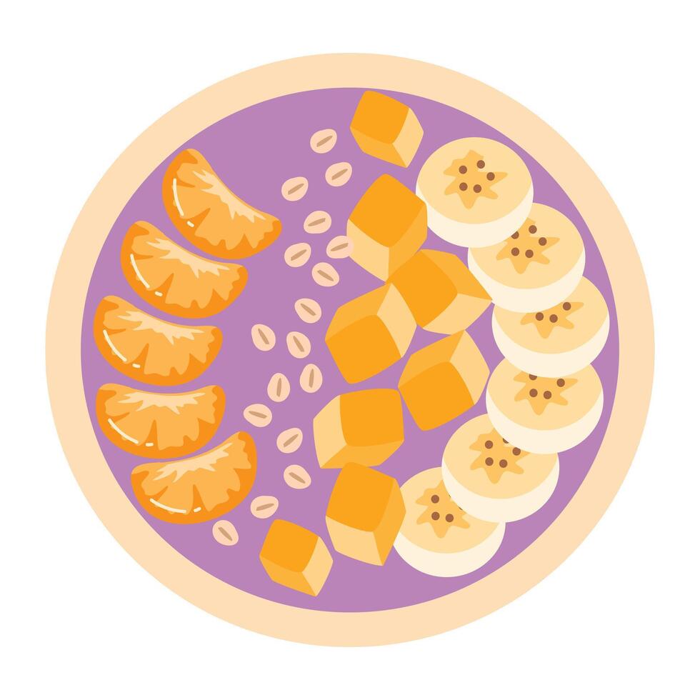 Smoothie Bowl with Mango, Passion Fruit and Coconut vector
