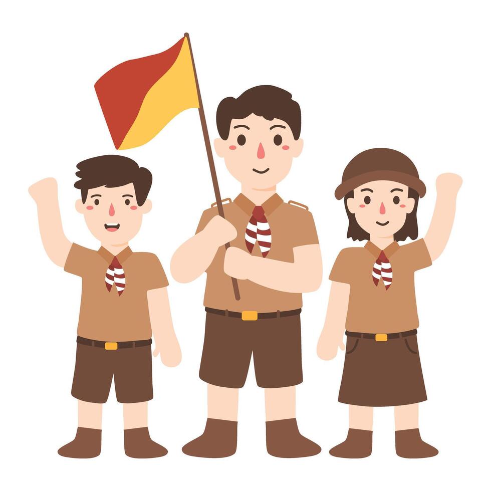 Boys and girls in scout uniform vector
