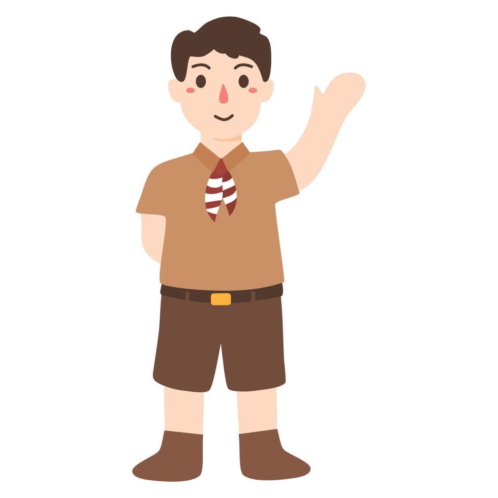 Boys Wearing Scout Uniform selamat hari pramuka vector