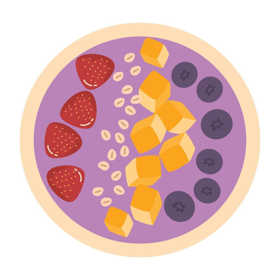 A Smoothie Bowl With Raspberries and Strawberries vector