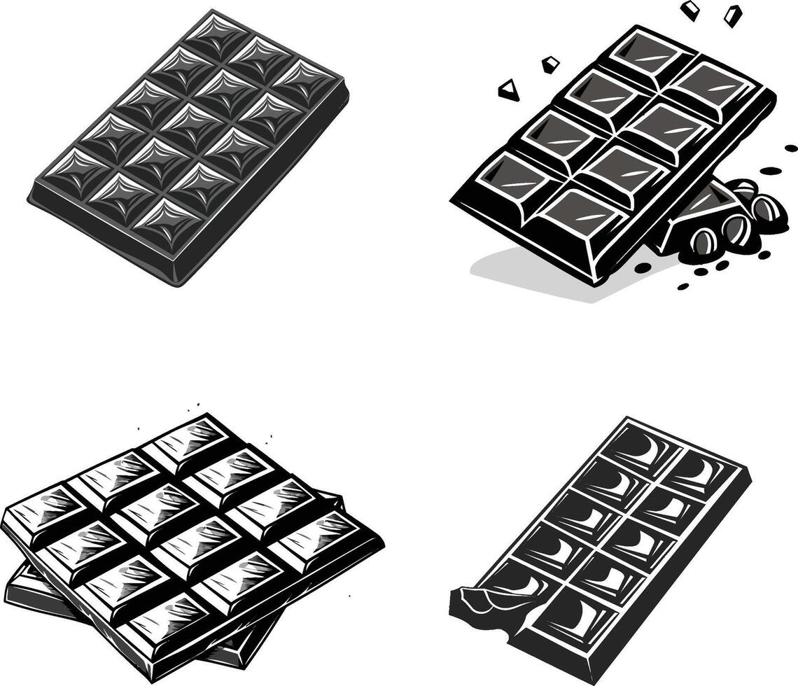 Chocolate and Flavor Symbol Illustration, Collection of Chocolate and Chunk Icons for Stock, Ideal for Sweet Treats and Confectionery Designs vector