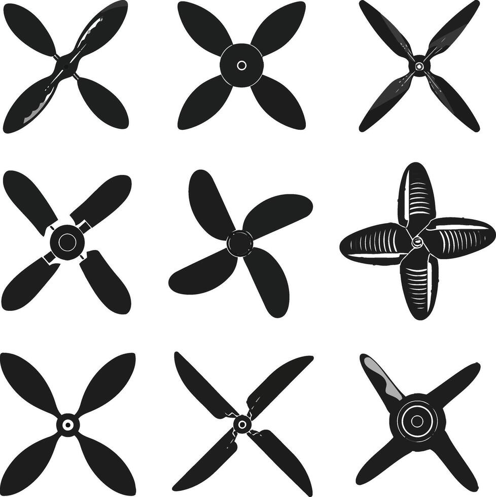 Set of Fan Icons, Isolated on White Background vector