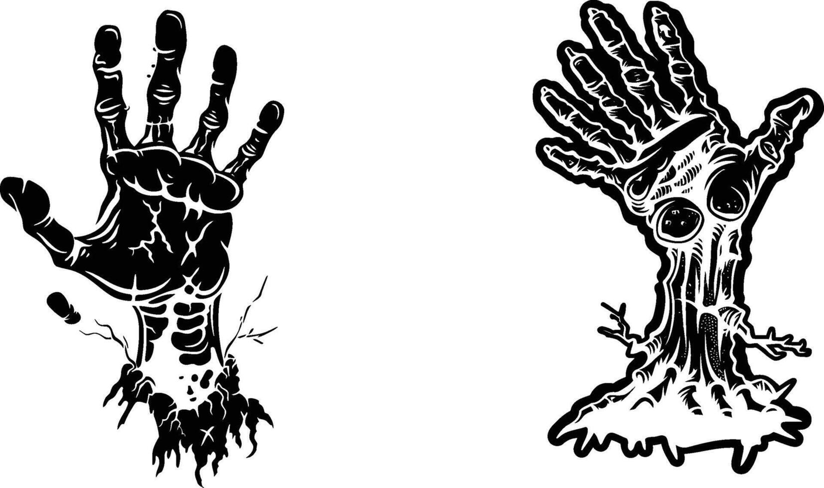 Terrifying Zombie Silhouette Set, Walking Corpses Resurrected from the Dead in Various Creepy Poses, Perfect for Halloween and Horror Designs vector
