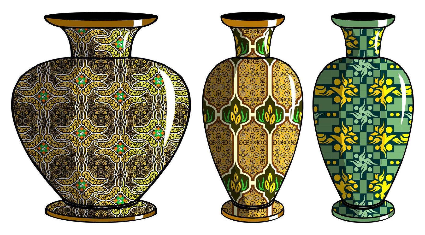 Javanese urn with batik motif vector
