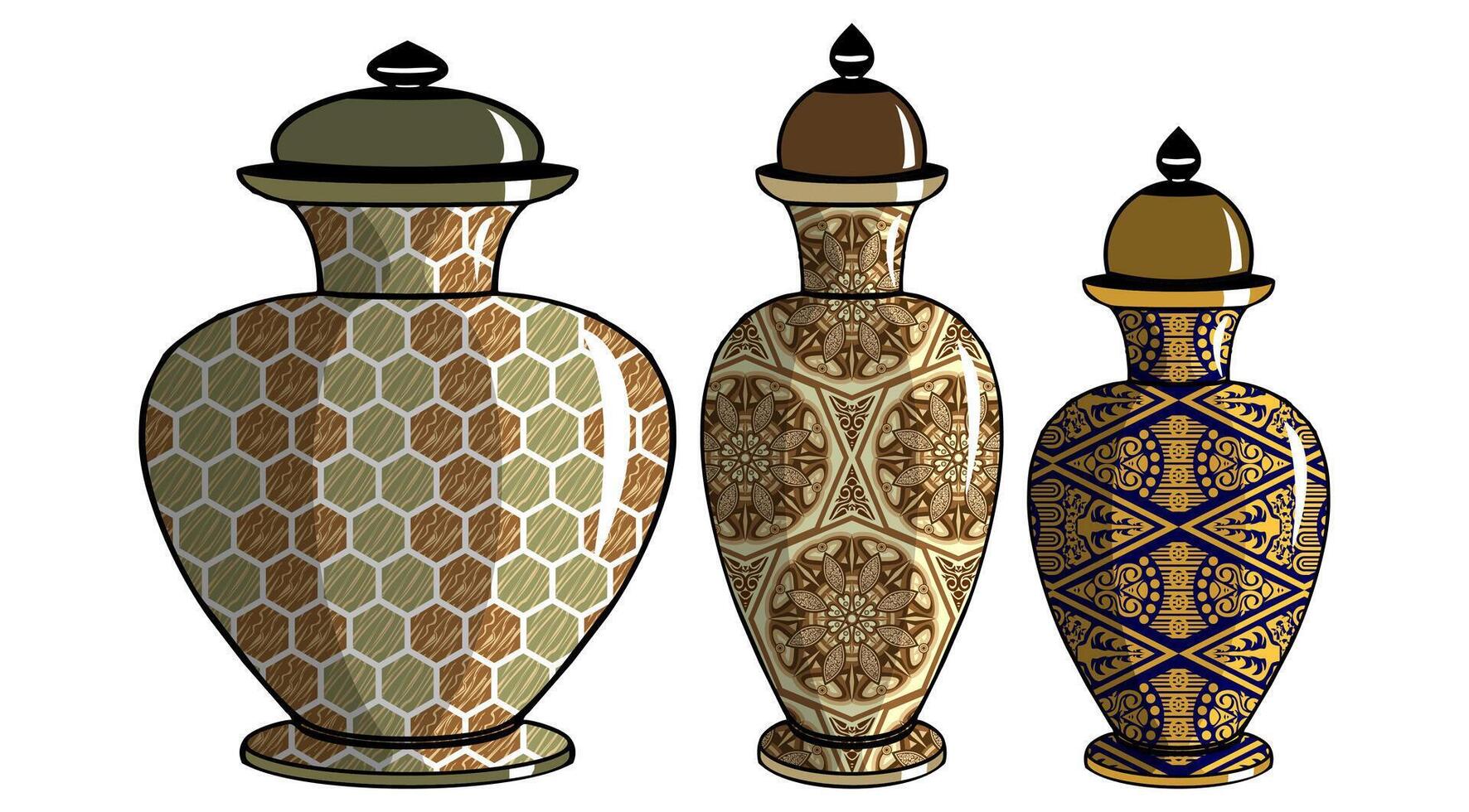 Javanese urn with batik motif vector
