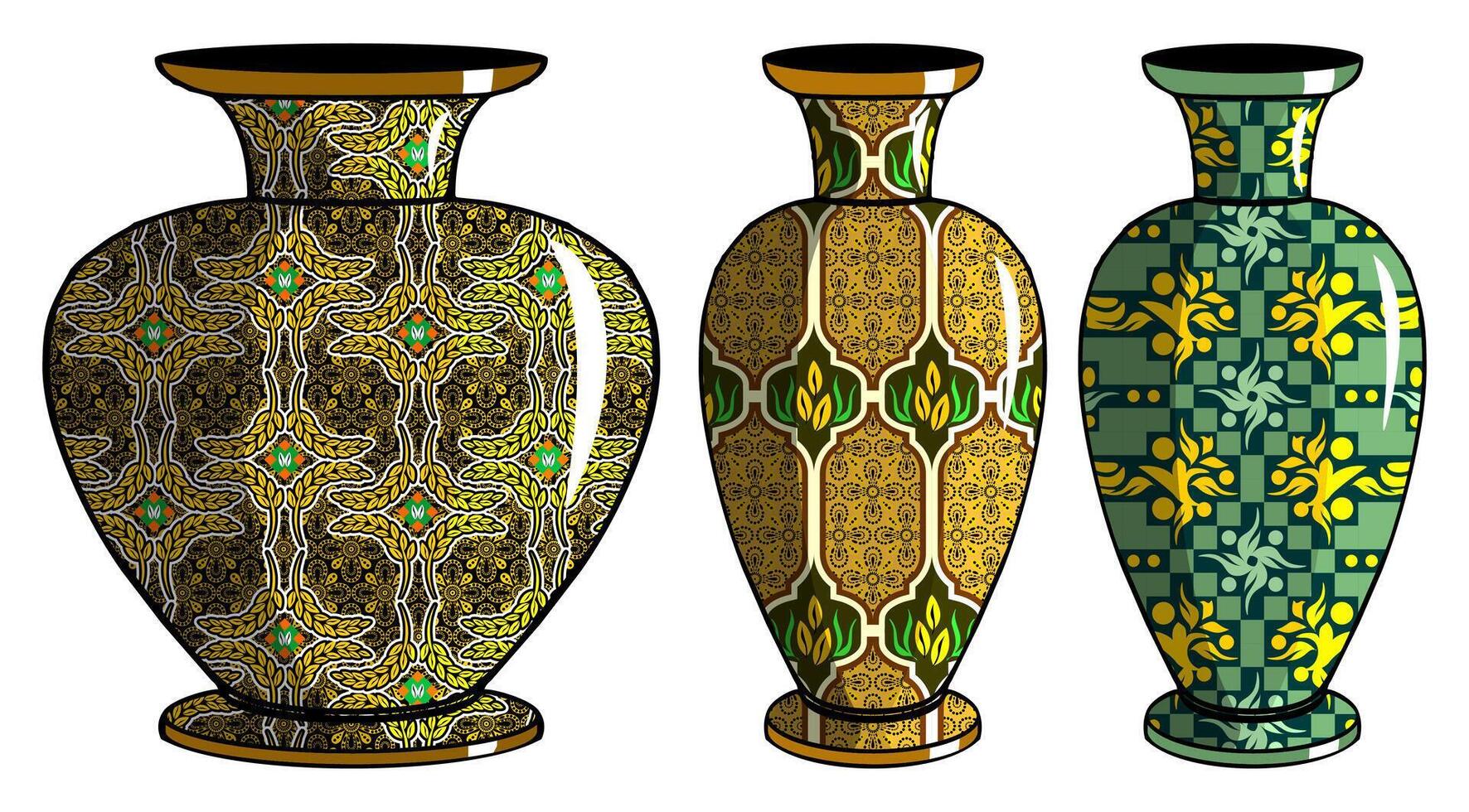 Javanese urn with batik motif vector