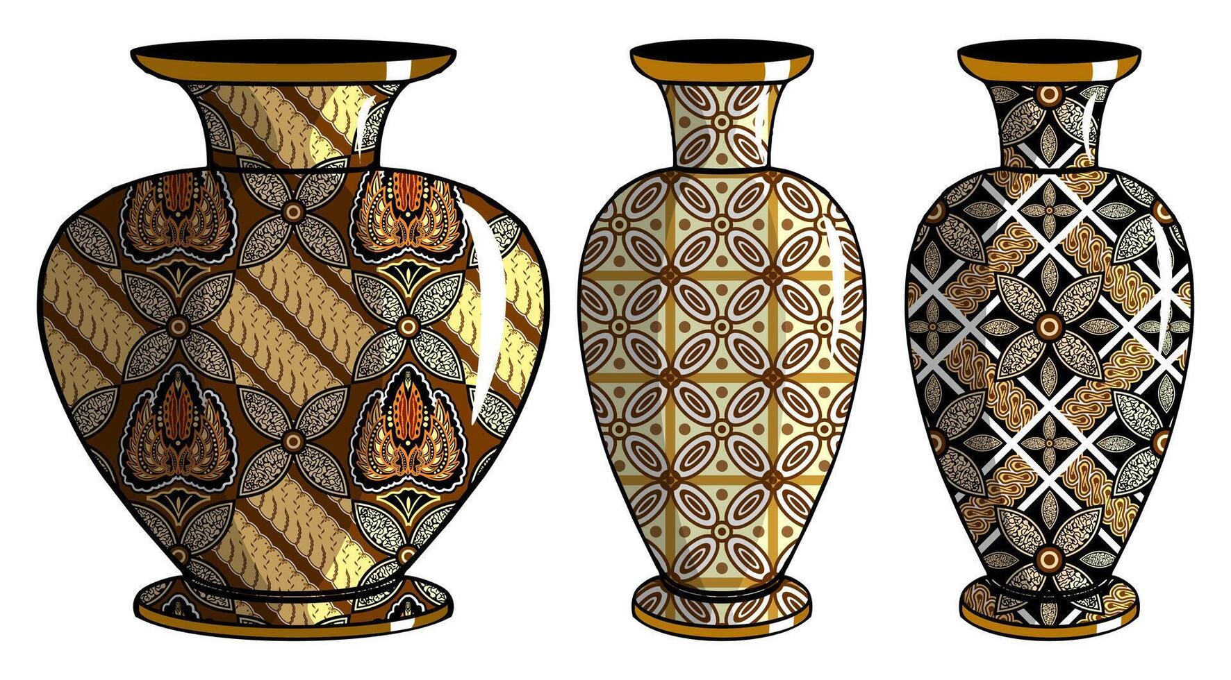 Javanese urn with batik motif vector