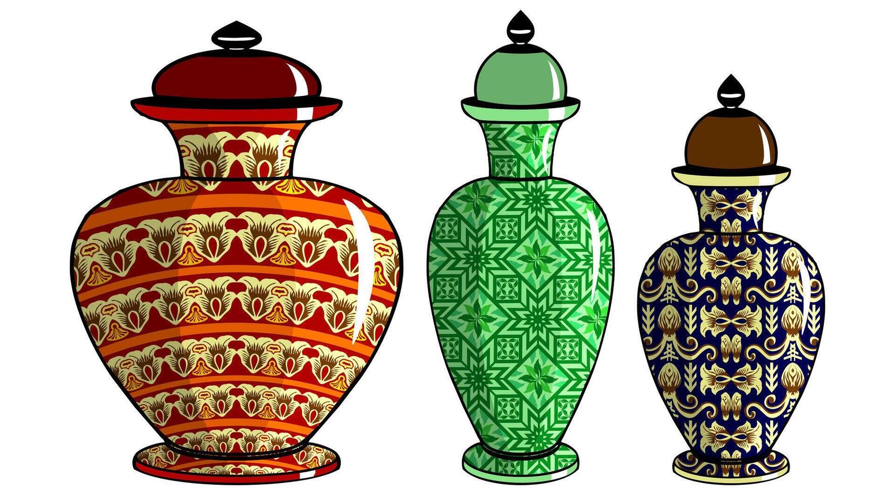 Javanese urn with batik motif vector