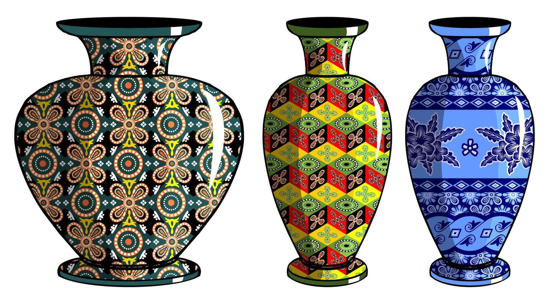 Javanese urn with batik motif vector