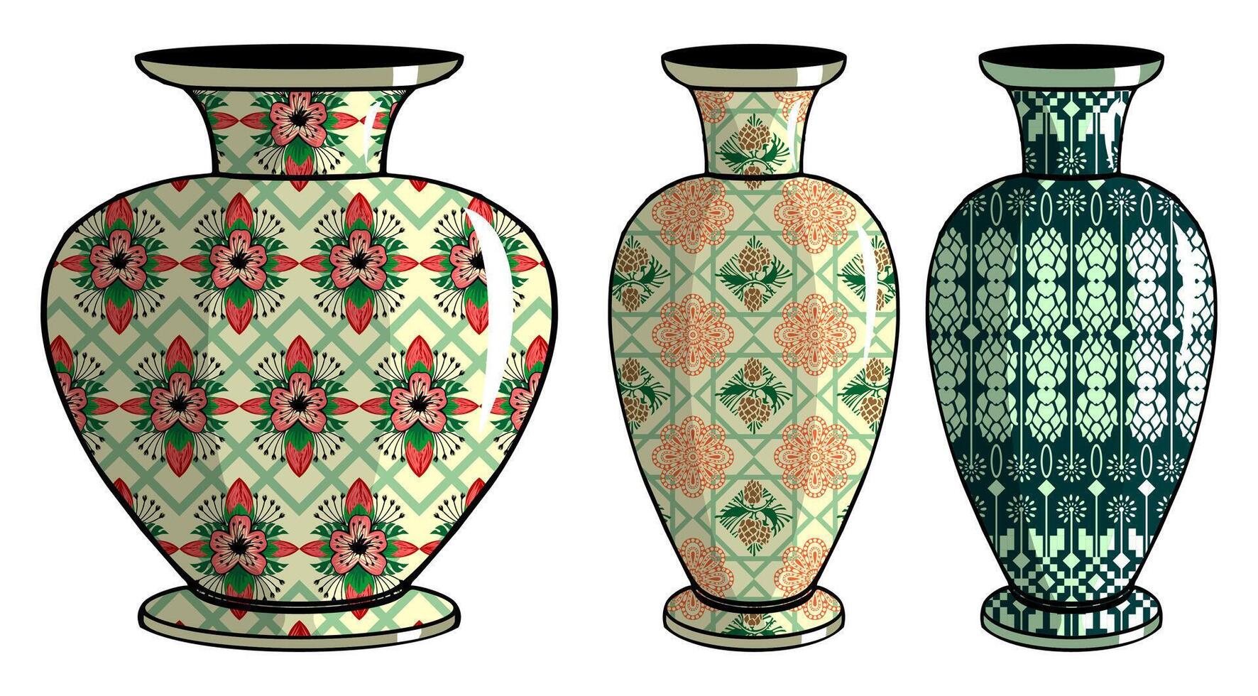 Javanese urn with batik motif vector