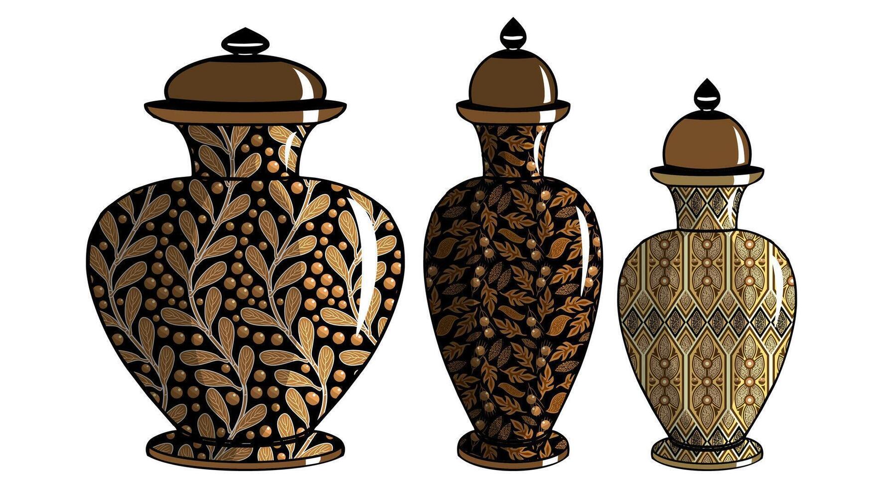 Javanese urn with batik motif vector