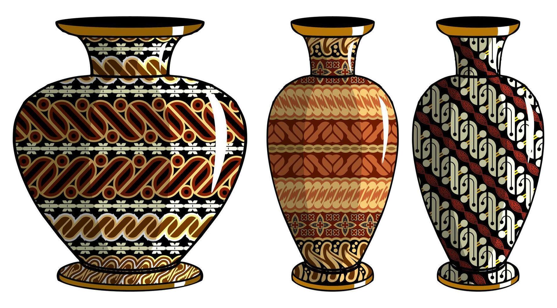 Javanese urn with batik motif vector