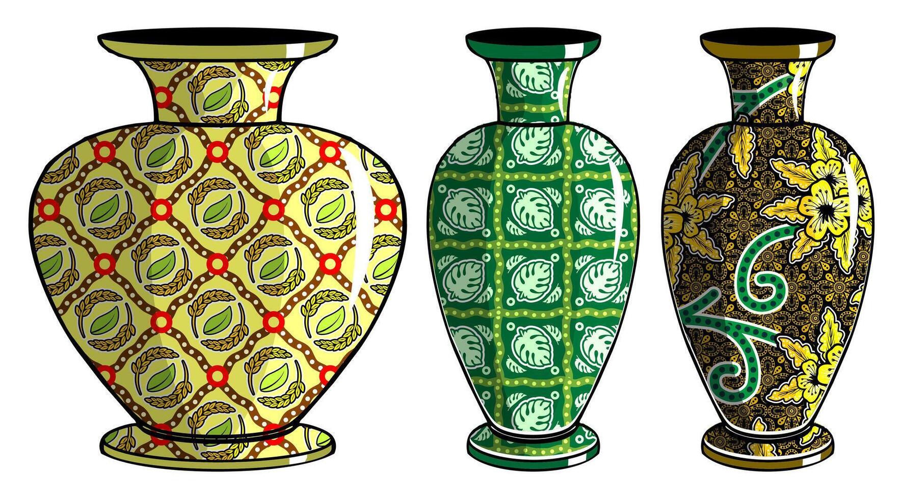 Javanese urn with batik motif vector