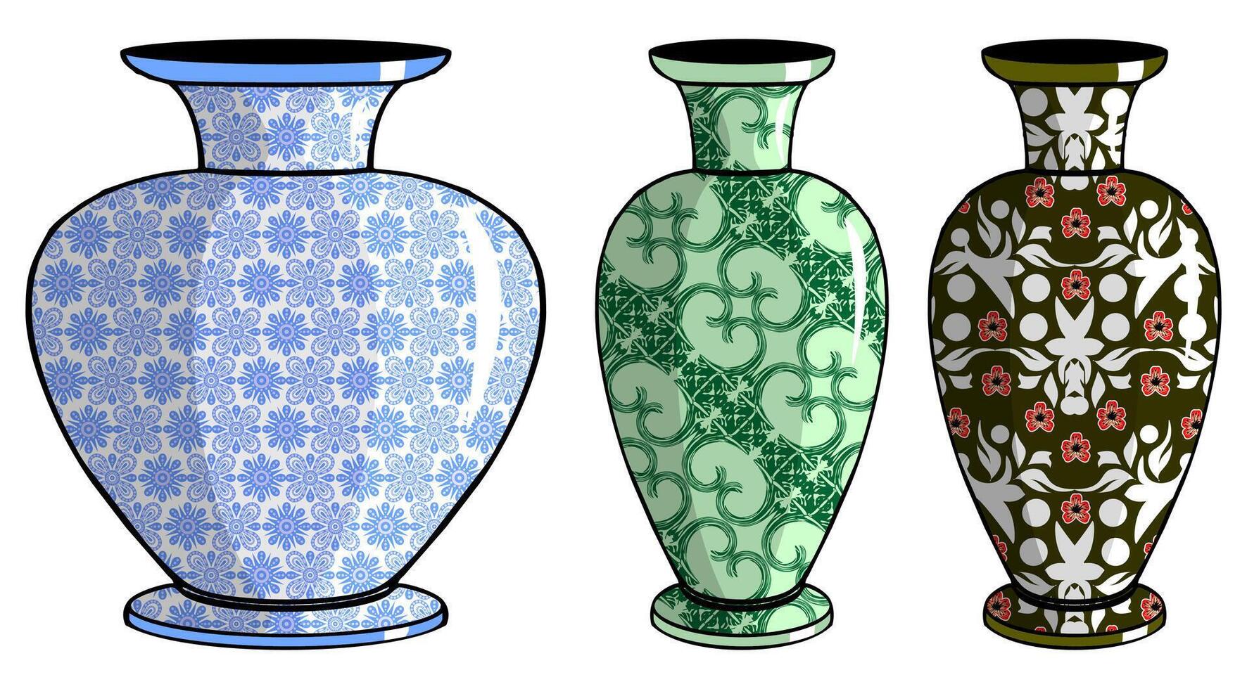 Javanese urn with batik motif vector