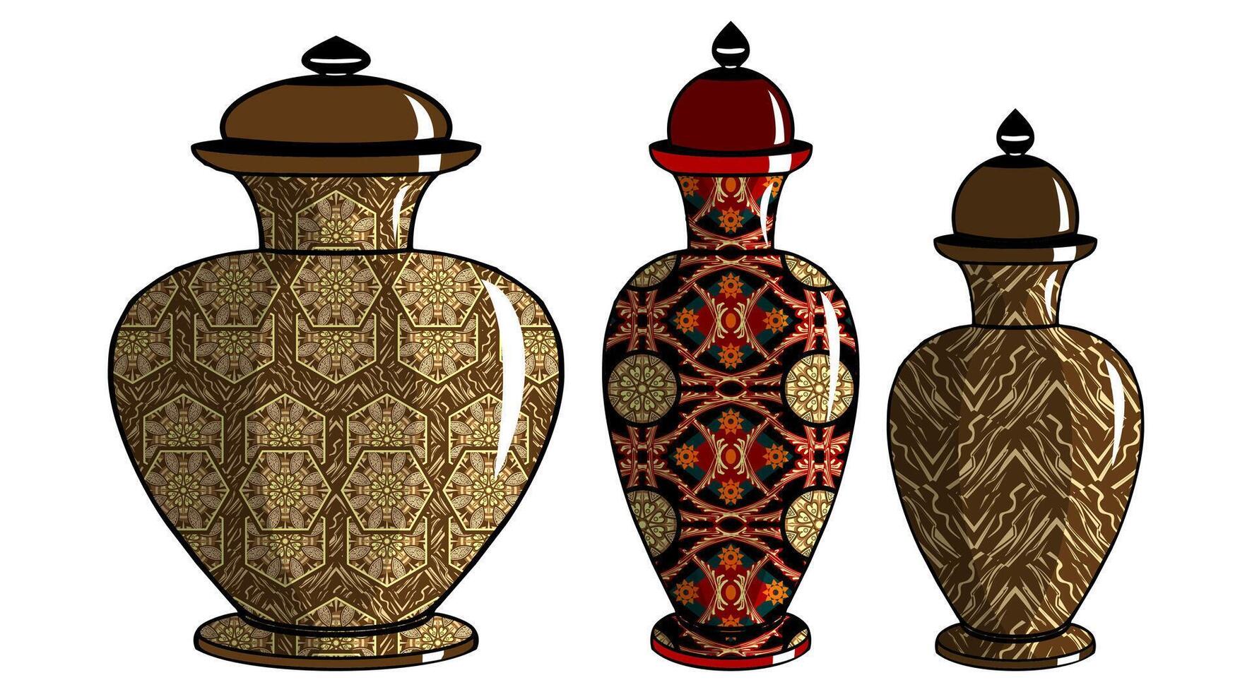 Javanese urn with batik motif vector