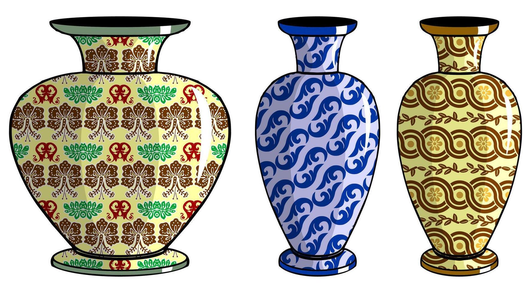 Javanese urn with batik motif vector