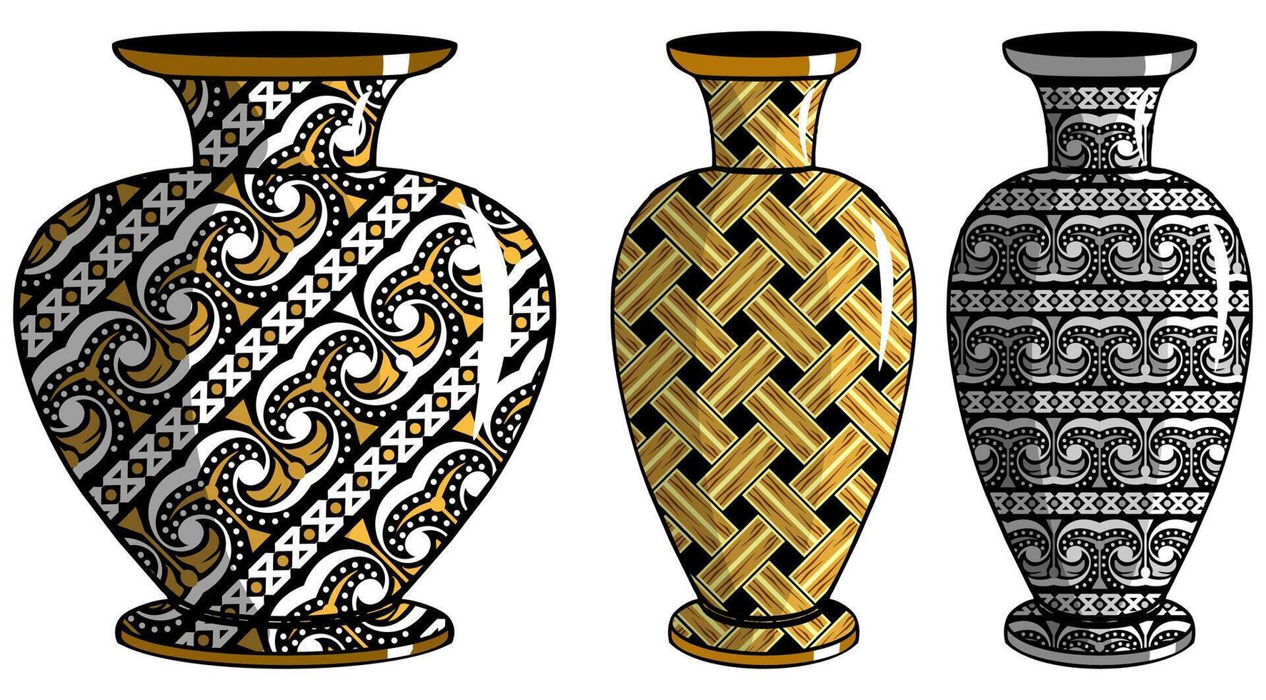 Javanese urn with batik motif vector