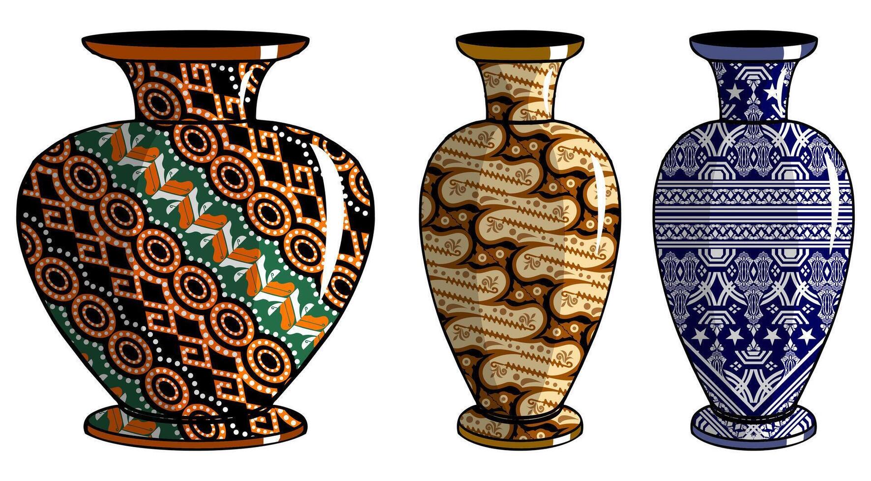 Javanese urn with batik motif vector