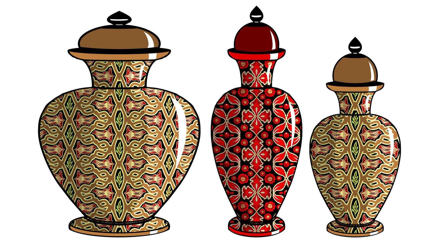 Javanese urn with batik motif vector