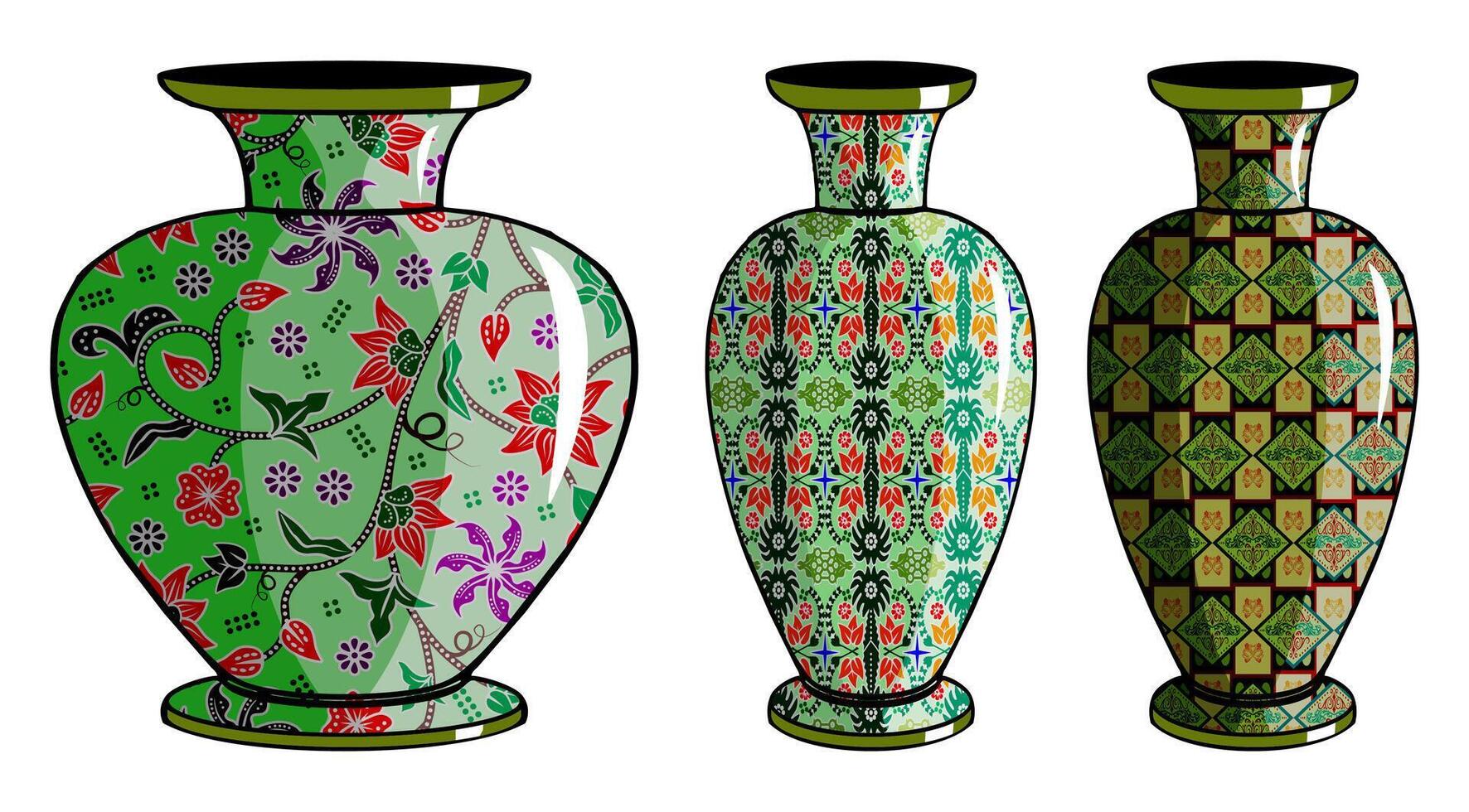 Javanese urn with batik motif vector