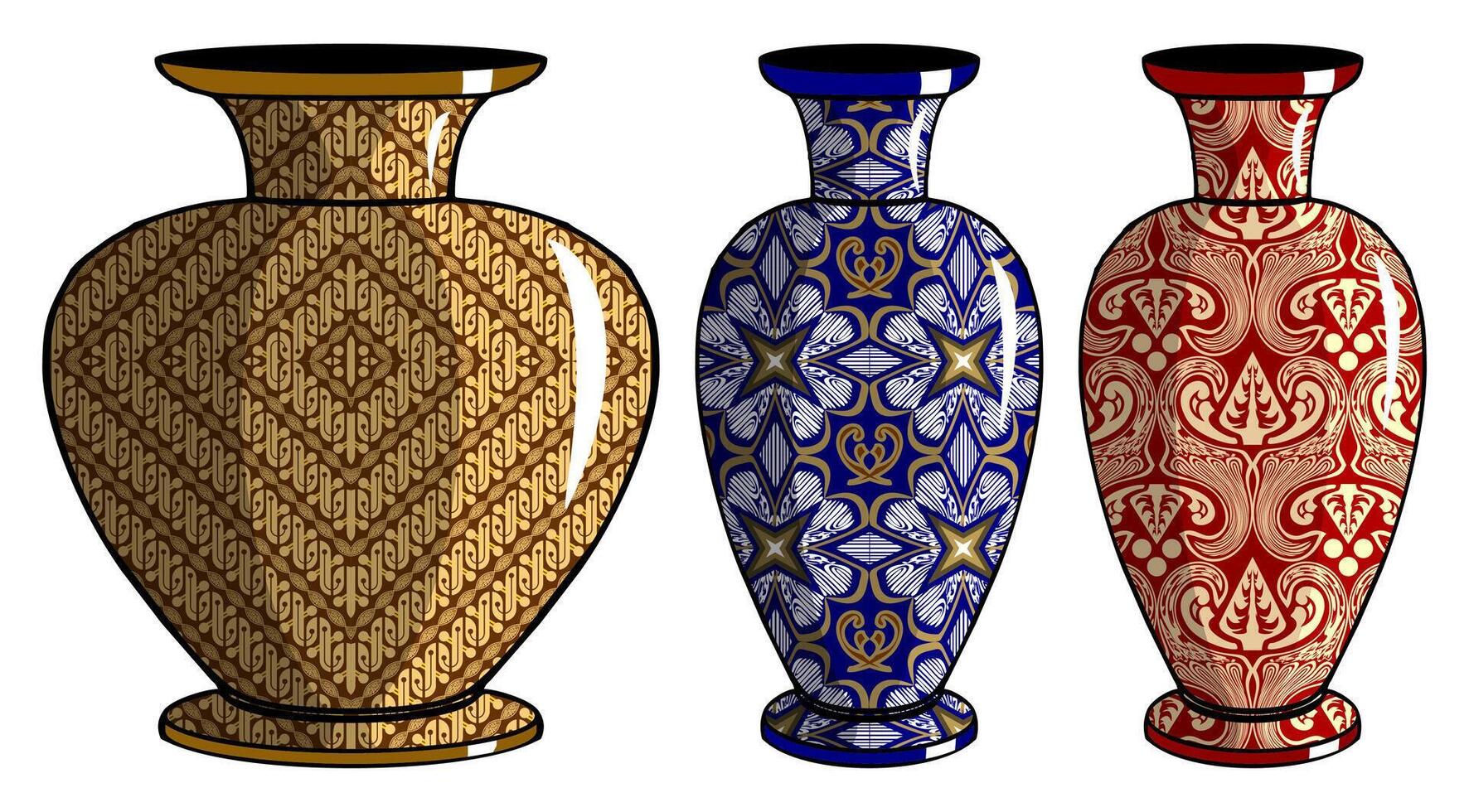 Javanese urn with batik motif vector