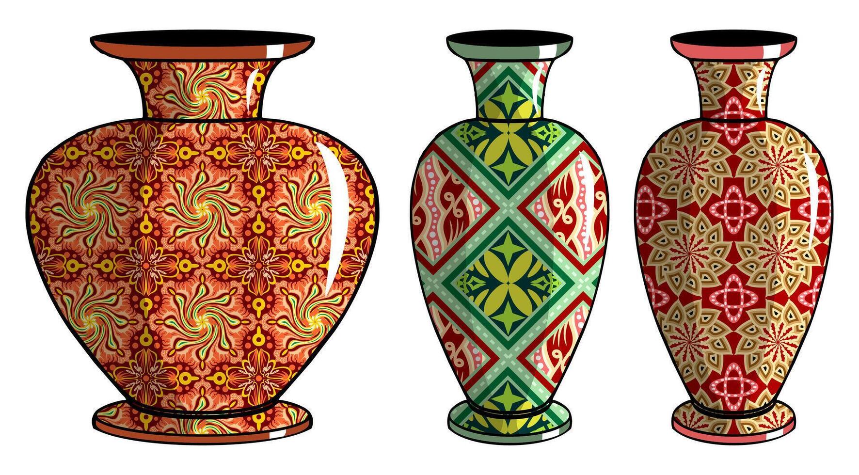 Javanese urn with batik motif vector