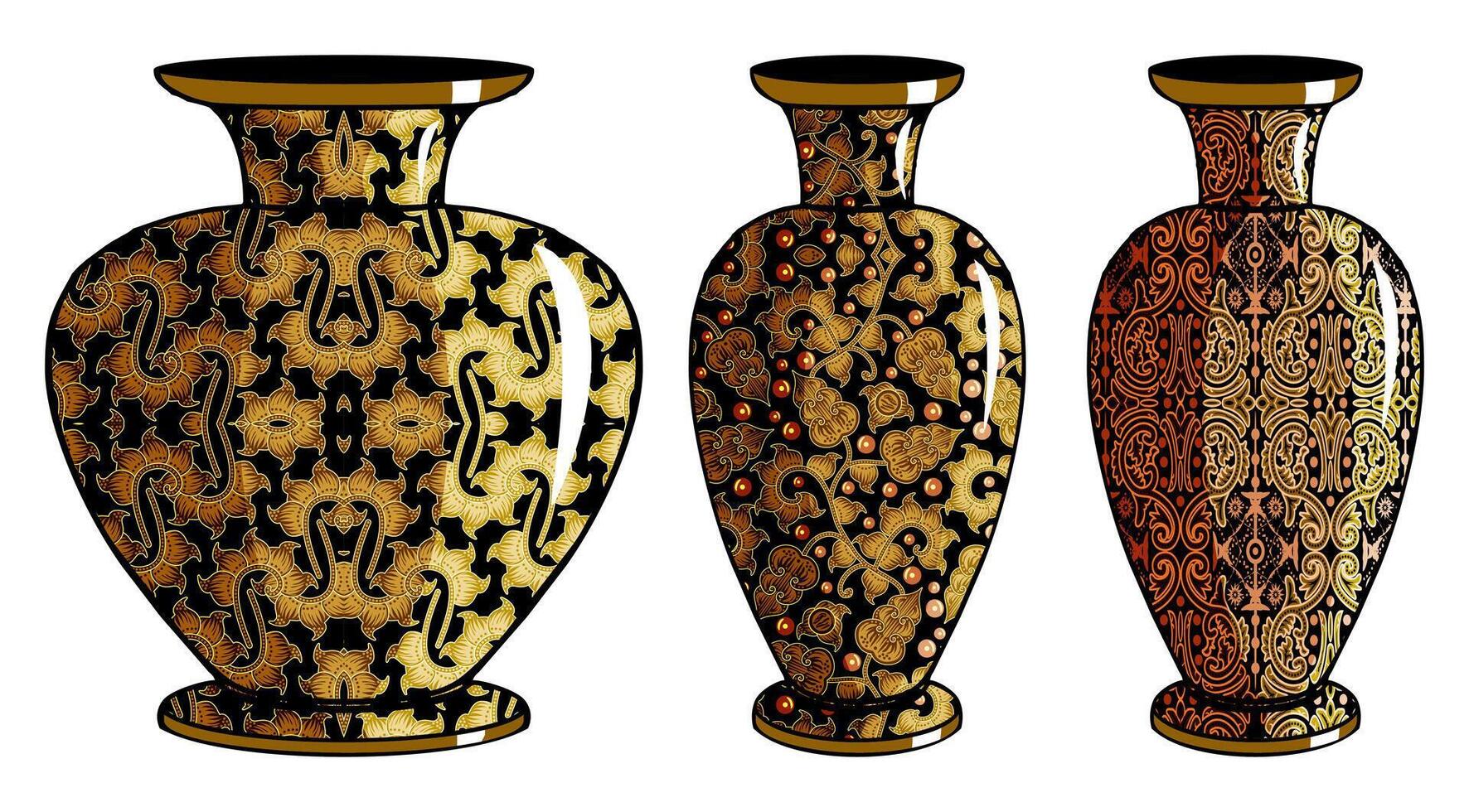 Javanese urn with batik motif vector