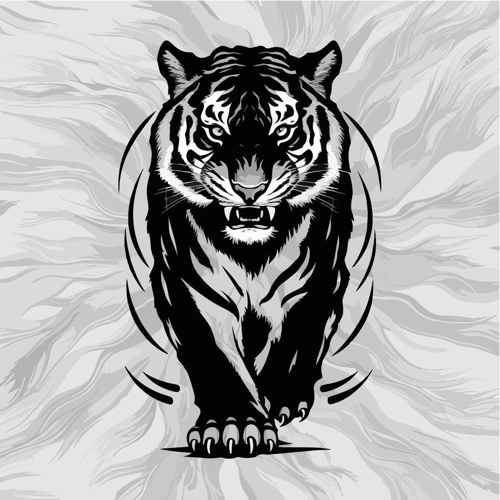 Hand drawn tiger outline illustration vector