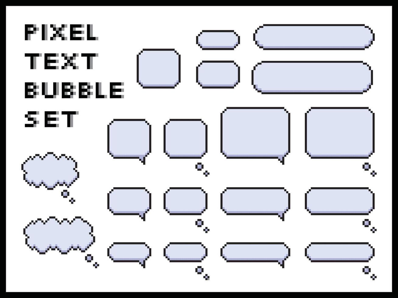 Cute pixel text speech bubble isolated element illustration set. Speech talking thinking box. Dialogue cloud. 8 bit. For game development, mobile app,scrapbooking, graphic, social media vector