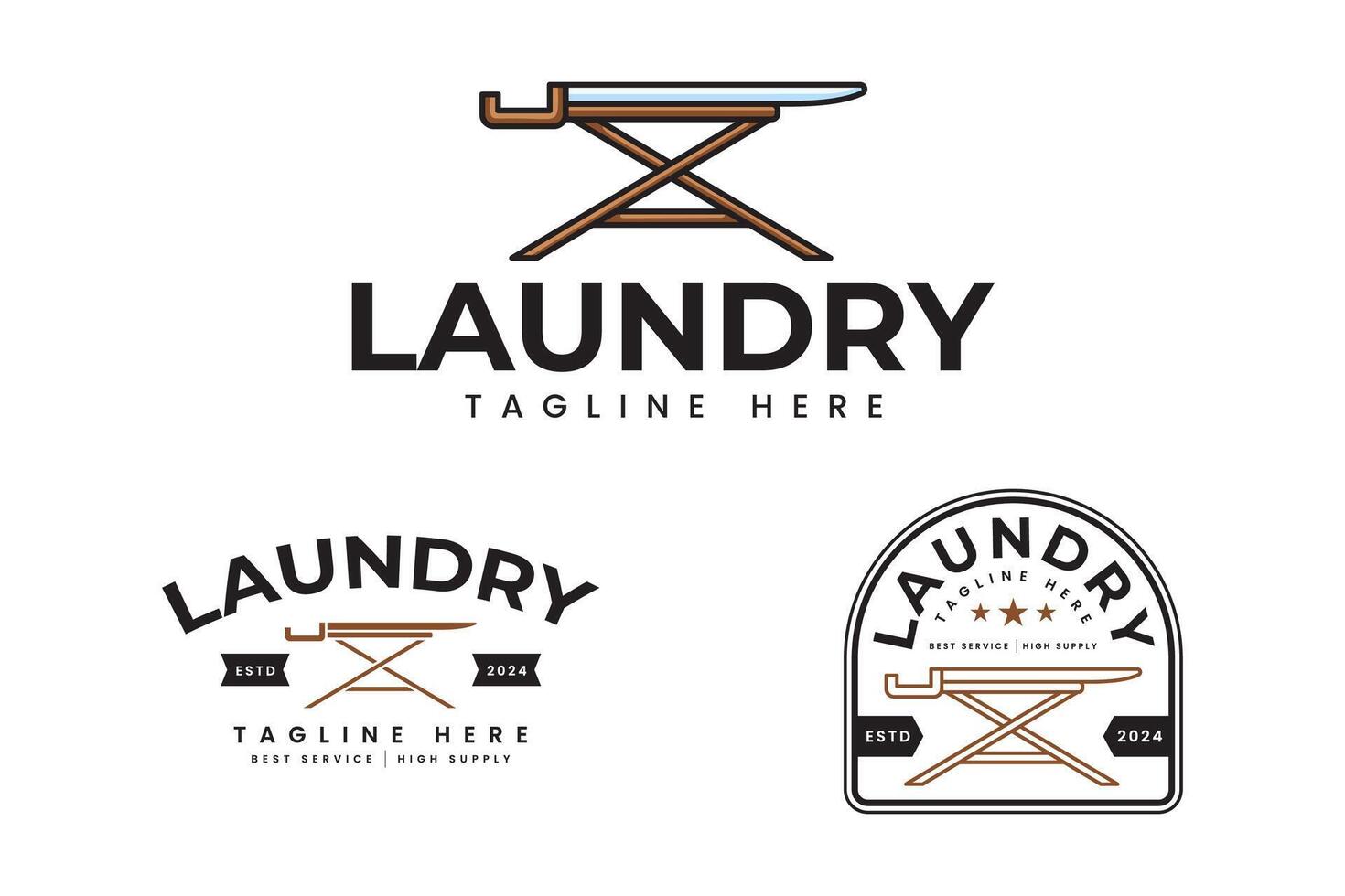 ironing table set logo. Iron board line symbol logo. Iron table laundry in colorful and outlined style logo for laundry, clean wash and care business vector