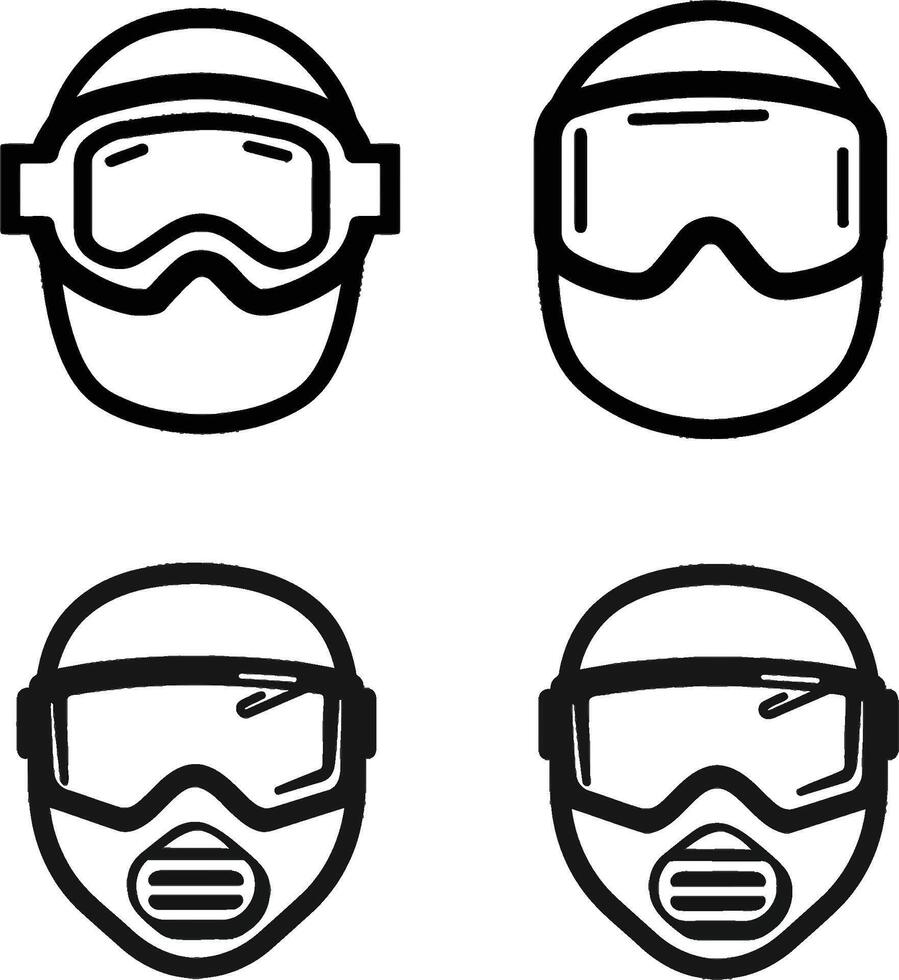Simple Line Art Swimming Goggles Coloring Page for Kids, White Background vector
