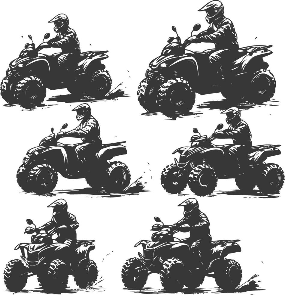 a set of four atv riders in different poses vector