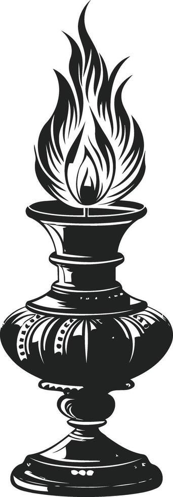 Vintage Candlestick with Burning Candle - Hand-Drawn Isolated Illustration vector