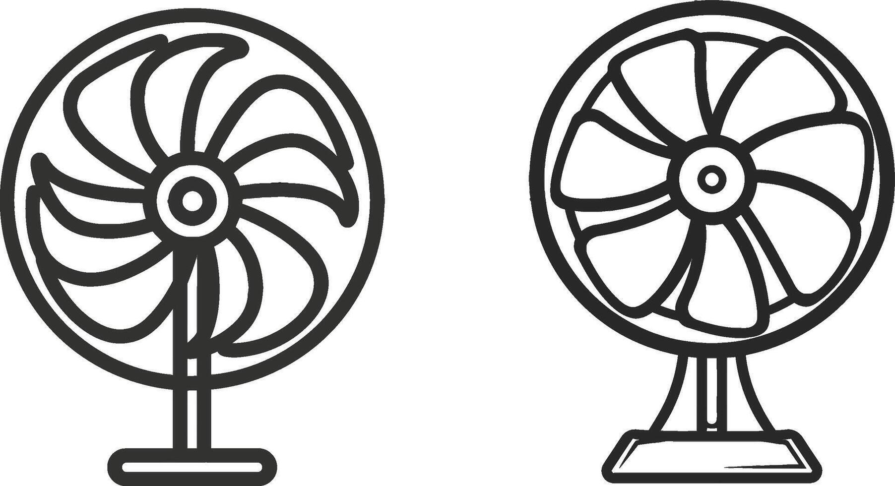 Hand Drawn Desktop Electrical Fan, Black and White Cooling Unit for Hot Weather vector