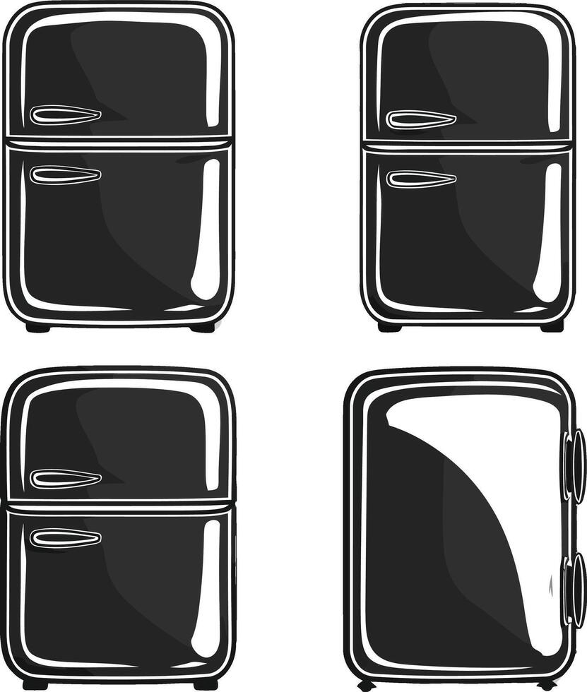 Refrigerator Icon with Bold Lines, Simple Black and White Art vector