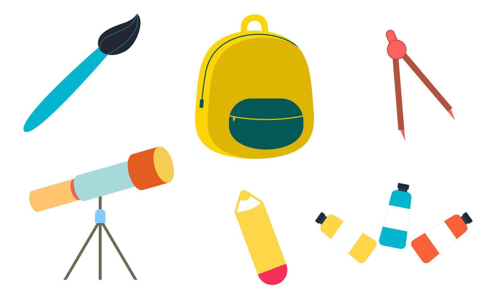 Different stationery for studying illustrations set vector