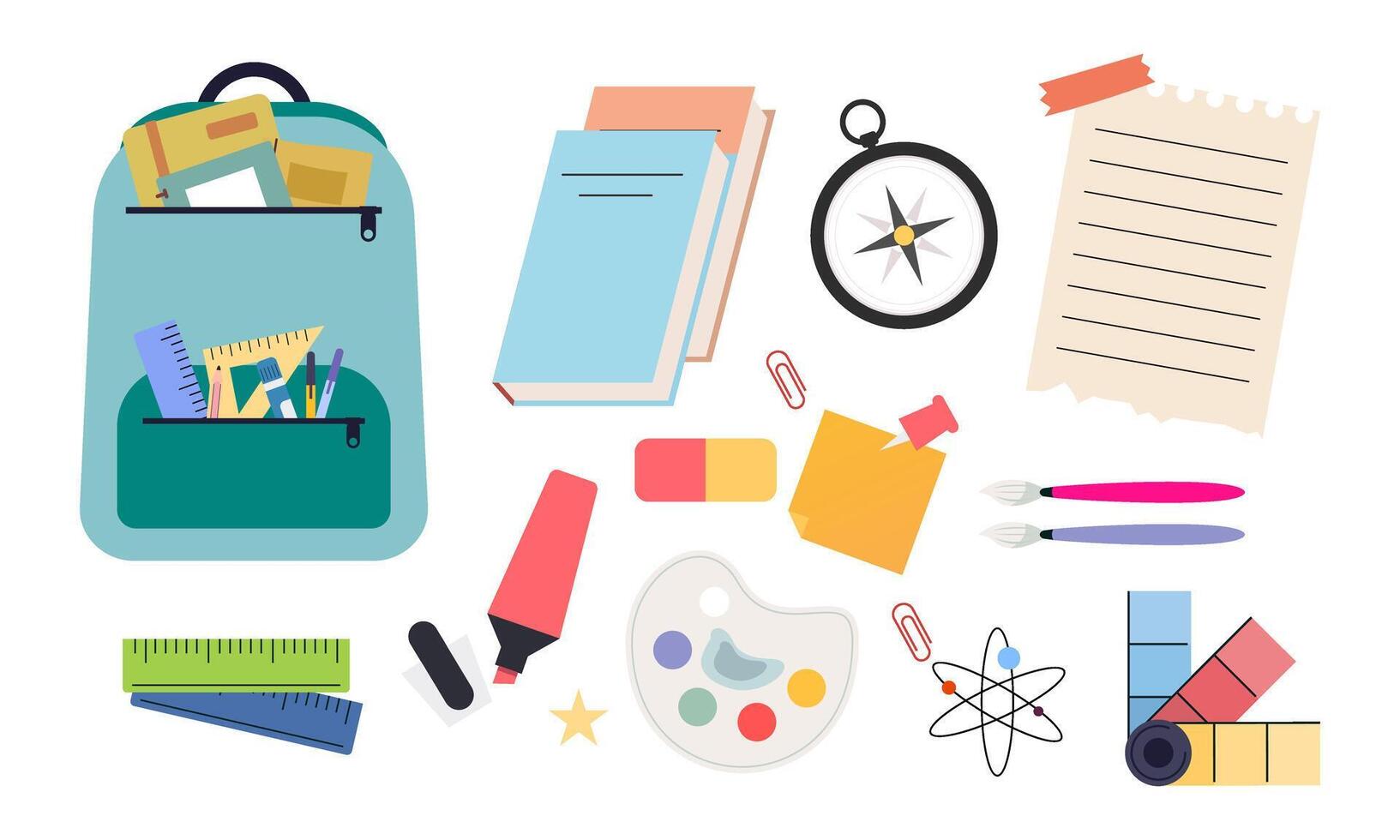 Different stationery for studying illustrations set vector