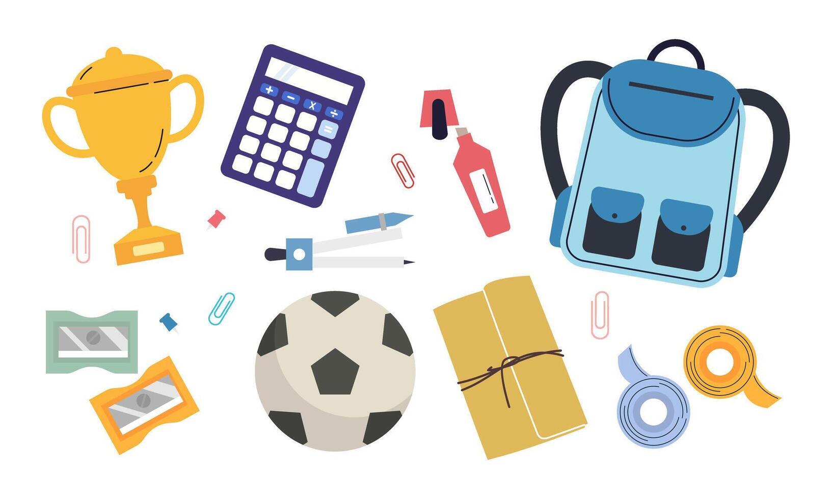 Different stationery for studying illustrations set vector