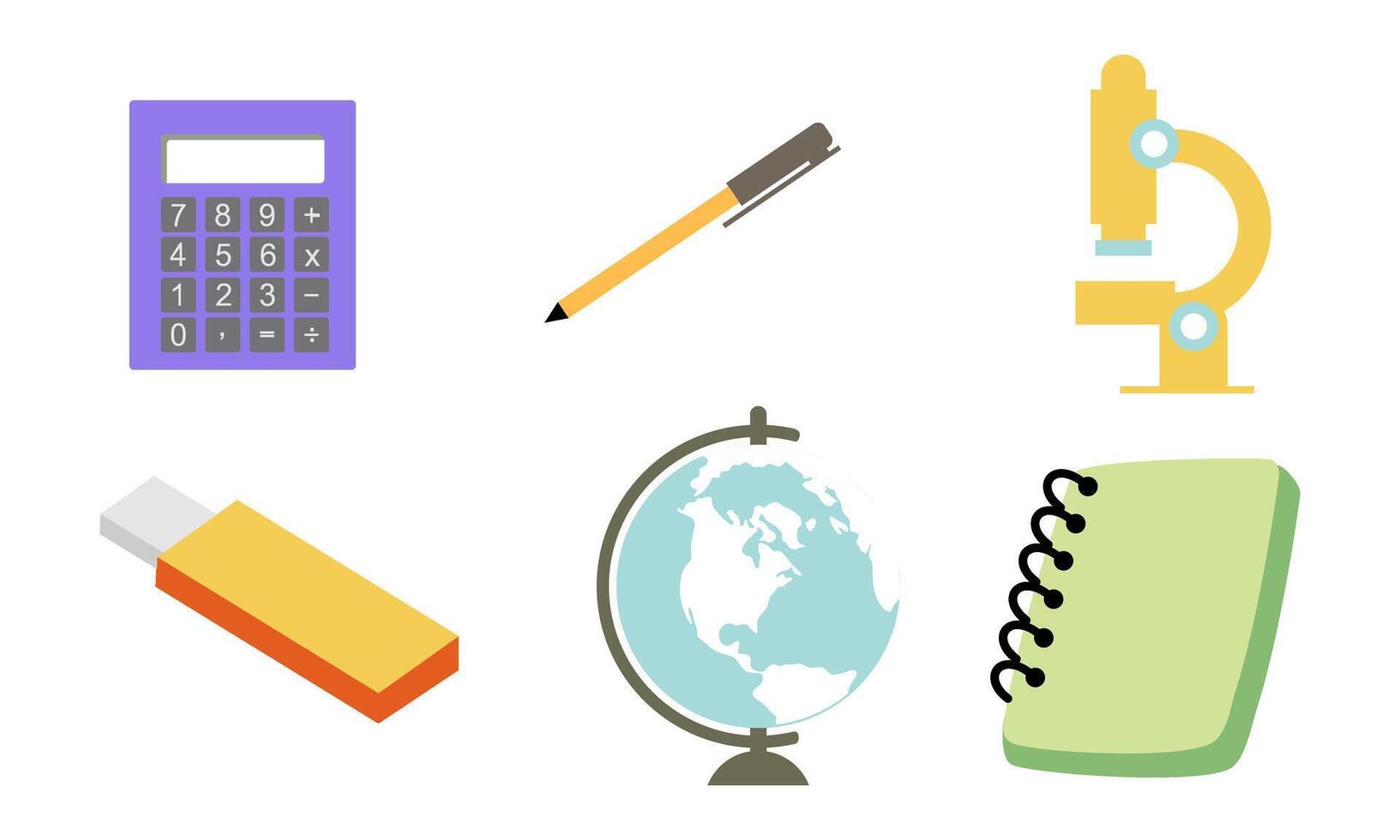 Different stationery for studying illustrations set vector