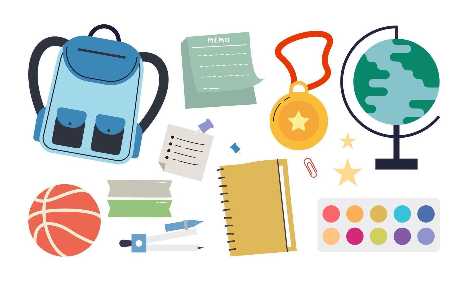 Different stationery for studying illustrations set vector