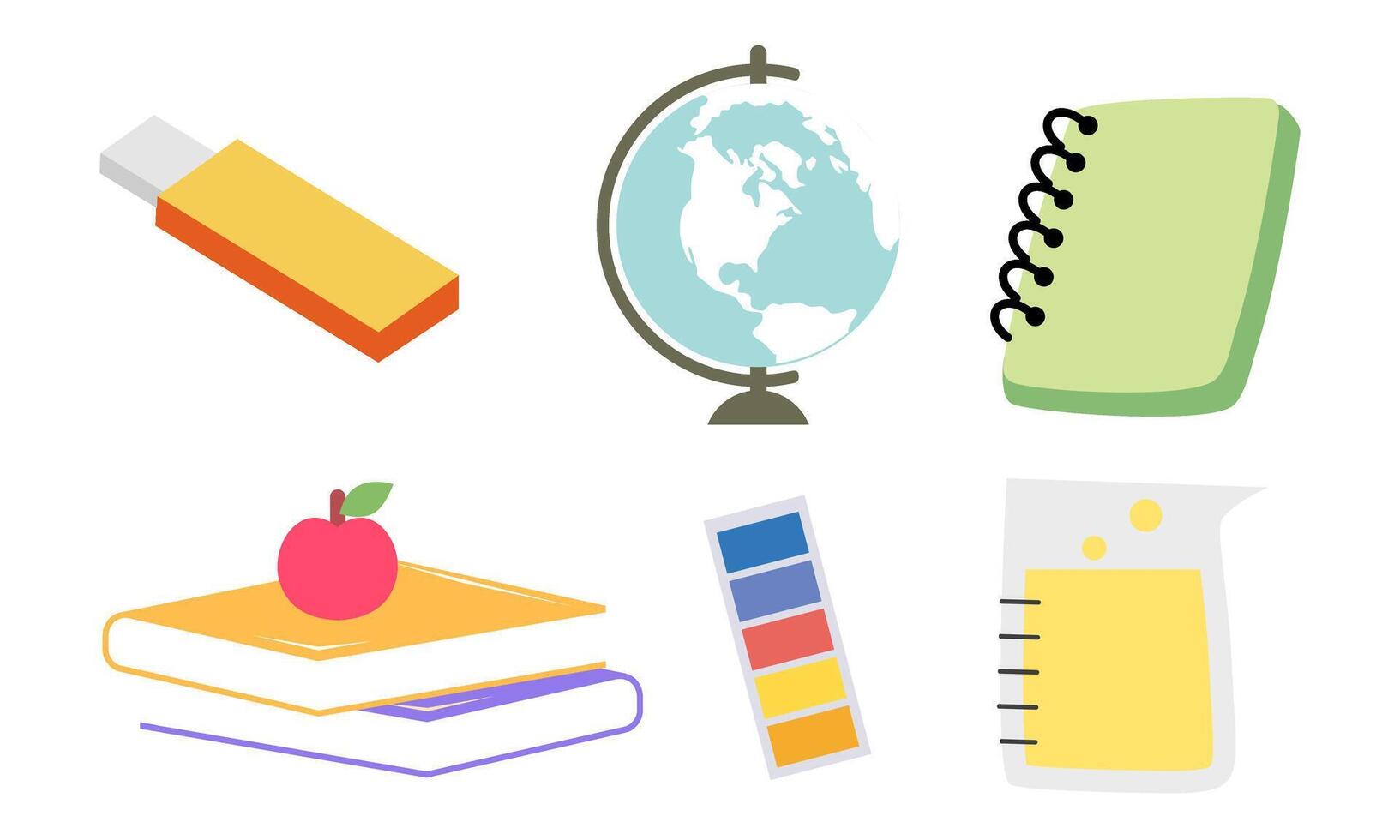 Different stationery for studying illustrations set vector