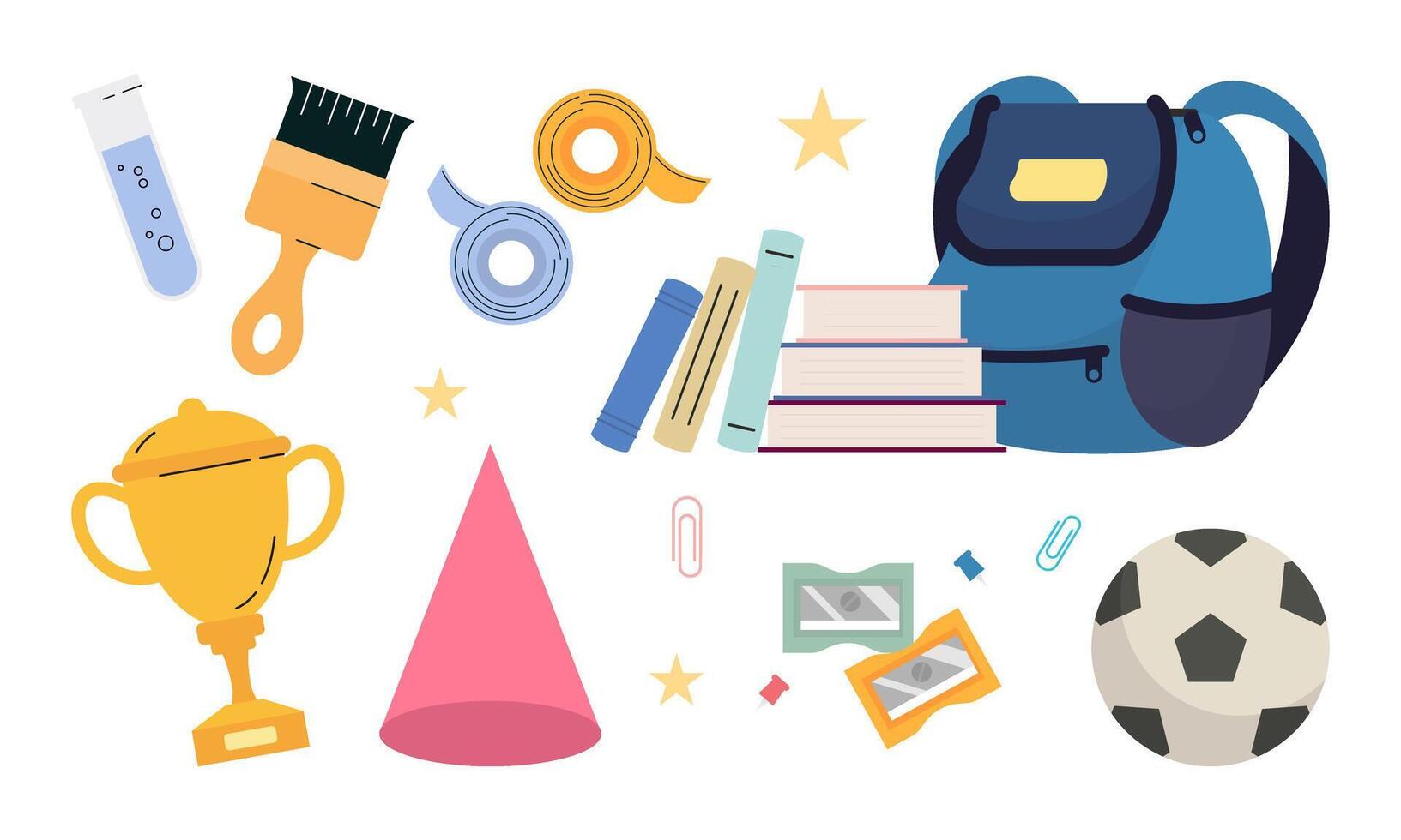 Different stationery for studying illustrations set vector