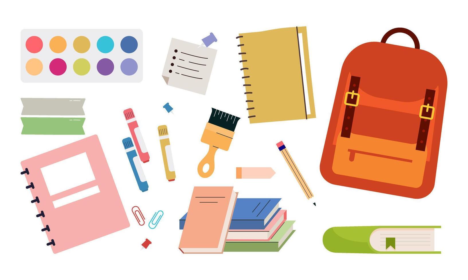 Different stationery for studying illustrations set vector
