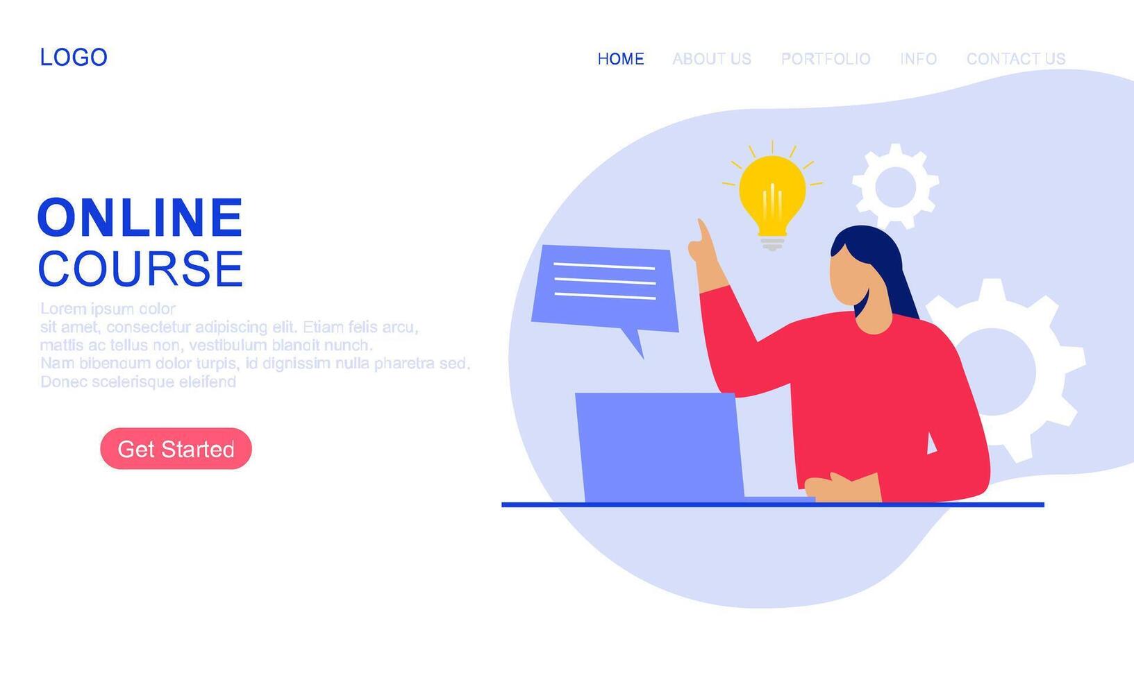 Online course or elearning concept landing page template vector