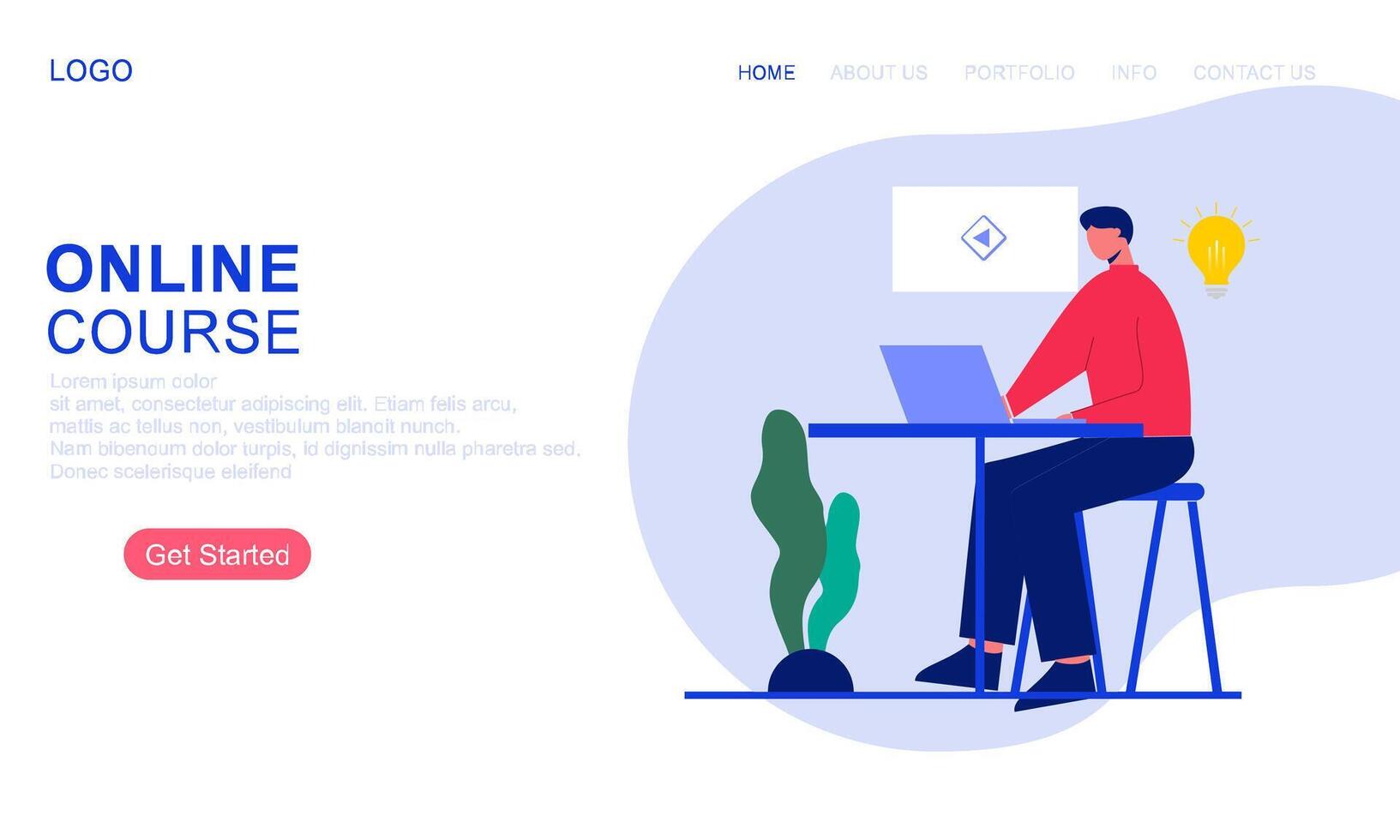 Online course or elearning concept landing page template vector