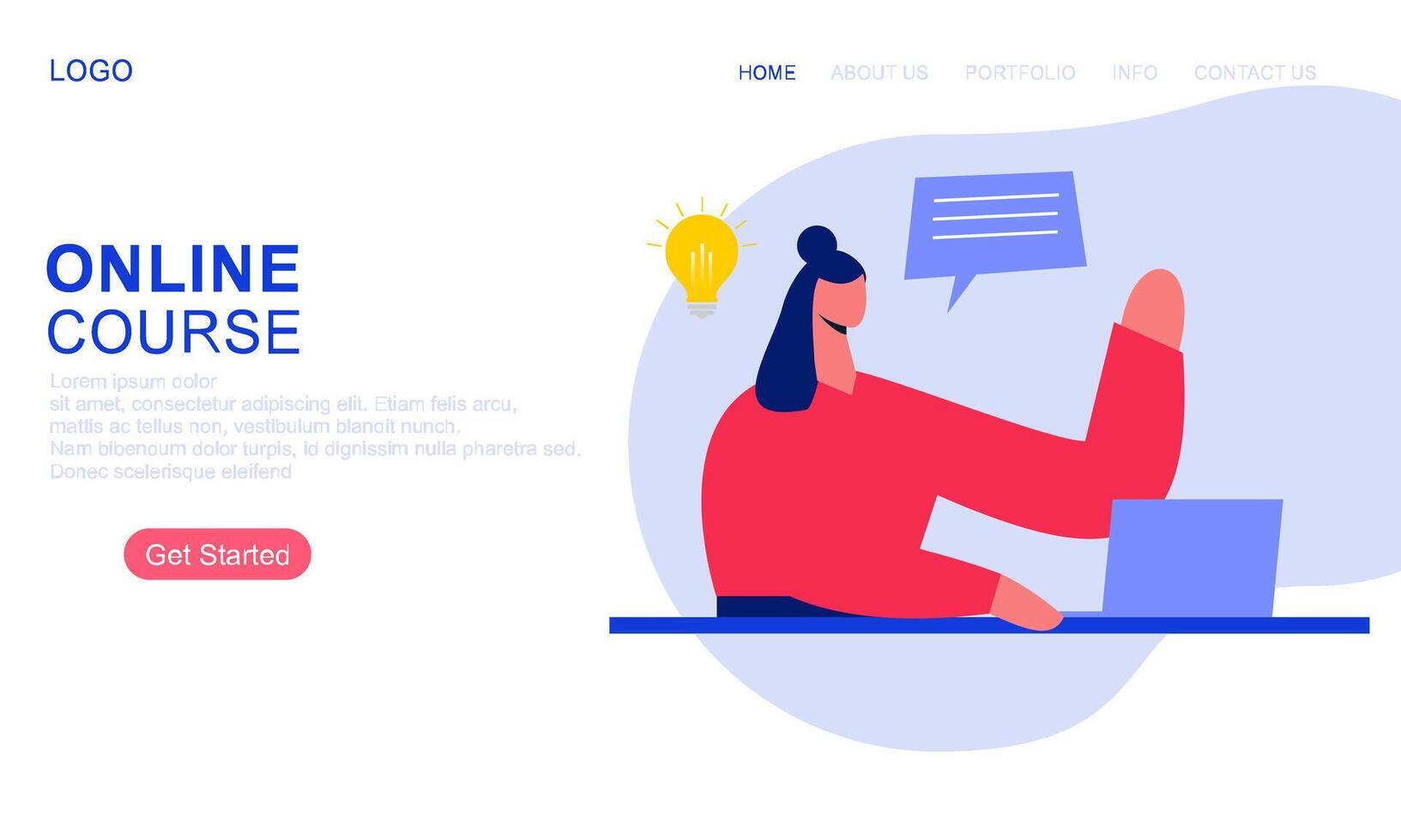Online course or elearning concept landing page template vector