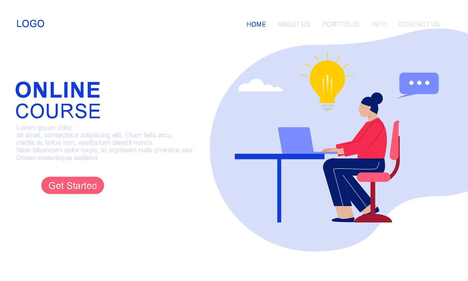 Online course or elearning concept landing page template vector