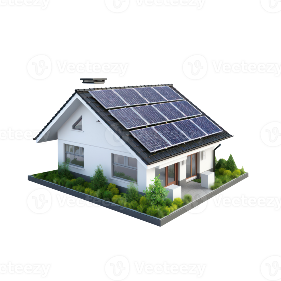 solar panel house on transparent background png